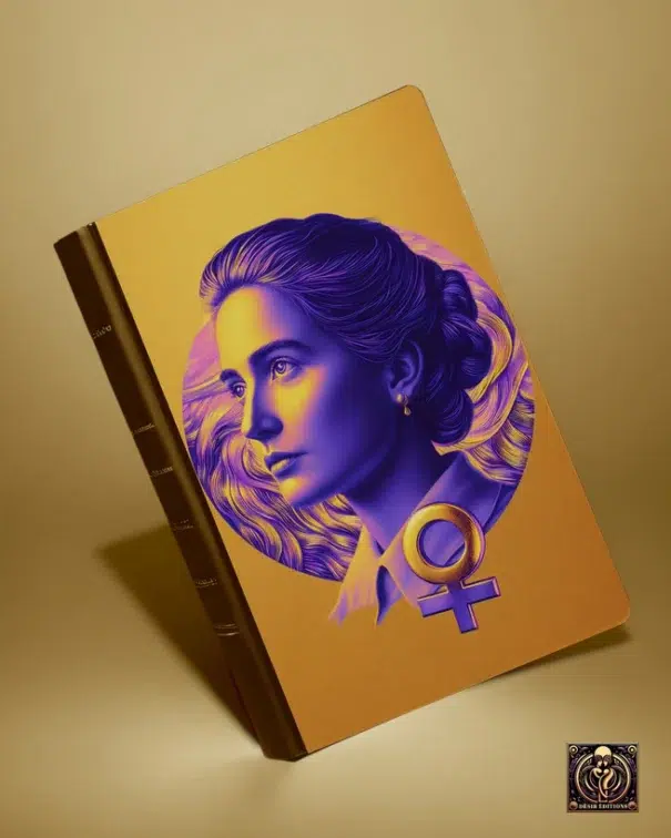 Couverture de livre avec portrait féminin artistique.